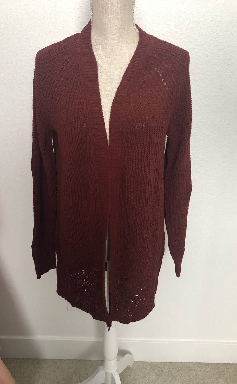 Love Ellie Rust Red Anna Pointelle Detail Cardigan - M